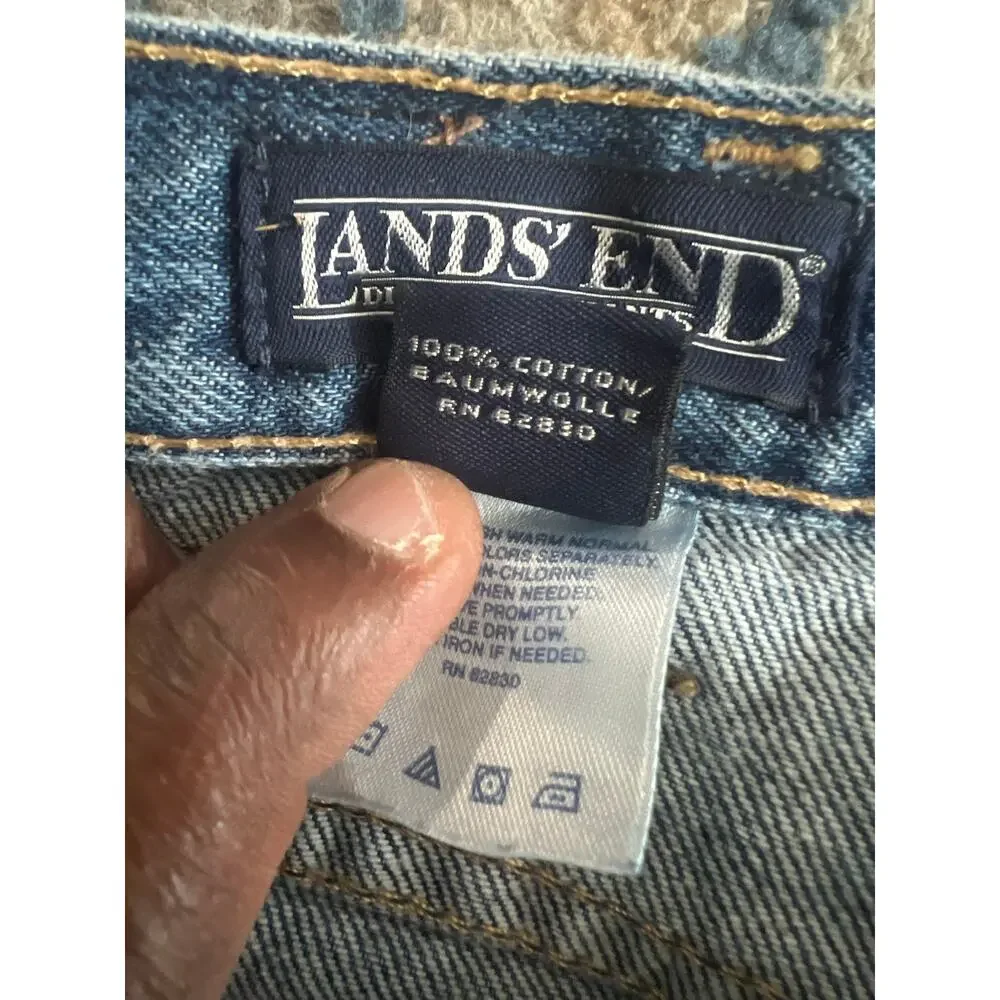 Vintage Lands End Square Rigger Jeans Mens 36 R Blue Denim Relaxed Wide Leg